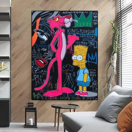 Home Decoration Graffiti art Cartoon Animal Canvas Painting Posters and Prints Wall Art Pictures for Living Room Decor Cuadros