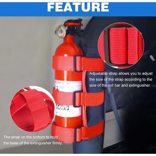 Fire Extinguisher Strap Holder Adjustable Extinguisher Mount Bracket Roll Bar Compatible for Jeep Wrangler JK JKU JL TJ CJ