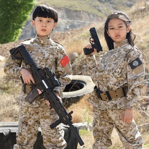 HAN WILD Kids Military Tactical Army Uniform Hunting Clothing Sets Children Airsoft Camouflage Hiking Jackets Outdoor Sport Suit
