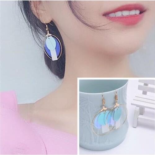 Ey046 2018 hot sale New listing OL temperament Bohemian geometric circular sequins earrings Female charm jewelry