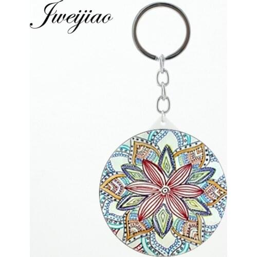JWEIJIAO Yoga PaisleyIndian keyring Mirrors om symbol Buddhism Round Gift vintage Purse Mirror espejo de maquillaje Ma27