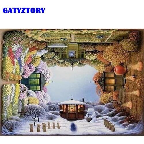 Frameless Landscape Season DIY Painting By Numbers Modern Wall Art Handpainted Oil Painting Gift For Home Decor 40x50cm Artworks