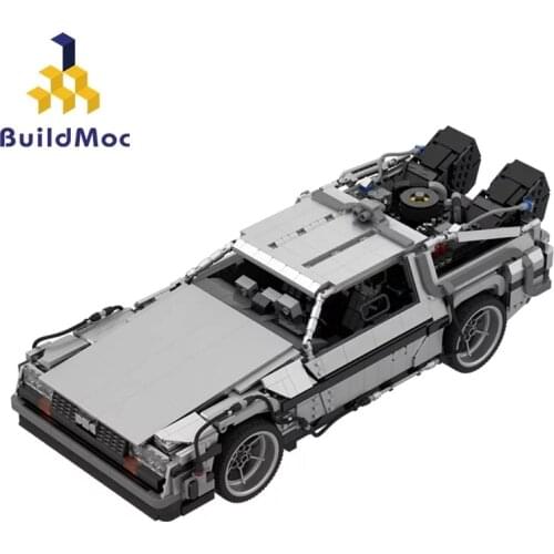 BuildMoc Back to the Future 1985 Technical Car Time Machine Race Car Building Blocks Bricks Technical Supercar Toys For Children