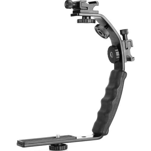Camera Bracket Mount Heavy Duty Photography Video L-bracket with Dual Standard Flash Cold Shoe Mount for DSLR Camera