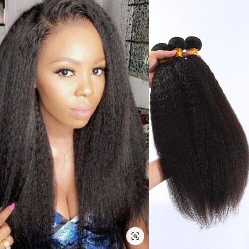 Kinky Straight Hair Bundles Brazilian Hair Weave Bundles 28 30 Inch Bundles Remy Yaki Straight Human Hair Bundles Hair Extension