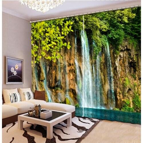 Landscape Scenery Beauty Digital Photo Printing Blackout 3D Curtains for Living Room watefacll curtains