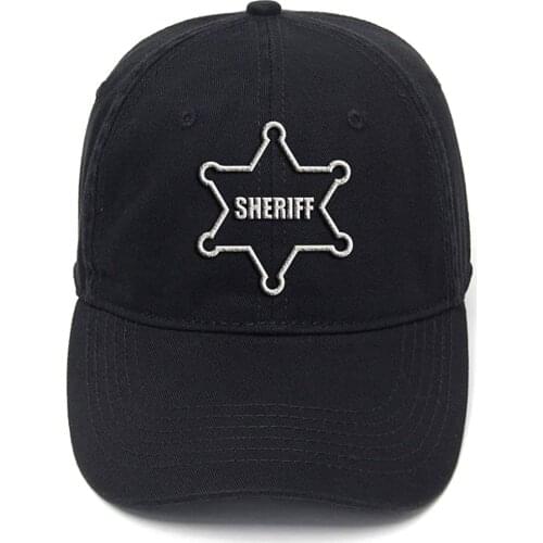 Lyprerazy Sheriff Star Badge Washed Cotton Adjustable Men Women Unisex Hip Hop Cool Flock Printing Baseball Cap