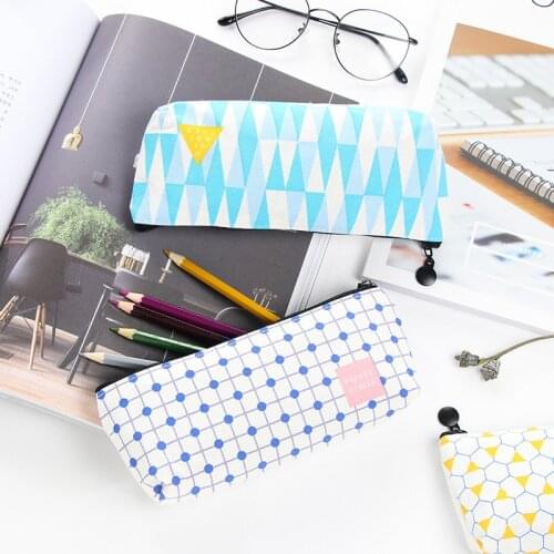 Brief Style creative temperament geometric Pen Bag Pencil Holder Storage Case School Supply Birthday Gift Cosmetic Makeup Travel