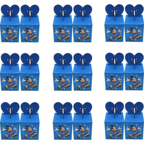 Cartoon Disney Mickey Mouse Theme Party Supplies Gift Candy Box Favor Baby Shower Event Kids Boys Birthday Party Decoration Set