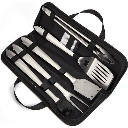 Stainless Steel BBQ Tools Set BBQGO Spatula Fork Tongs Brush Skewers Barbecue Grilling Utensil Camping Outdoor Cooking Tool Set