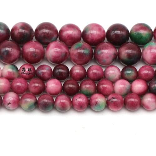 Natural Stone Dyed Color Tourmaline Round Loose Beads 4 6 8 10 12 MM Pick Size For Jewelry Making DIY Bracelet Necklace 15inches