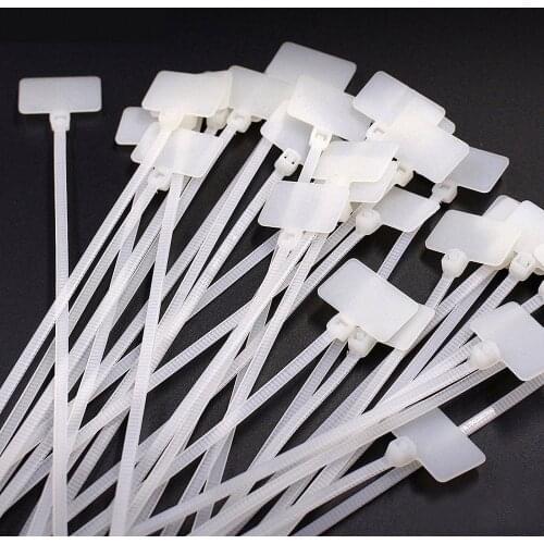 100pcs 3*100mm 4*150mm 4*200mm Nylon Cable Tie Tags Labels Plastic Markers Self-locking Zip Loop Ties Network Cable Organizers