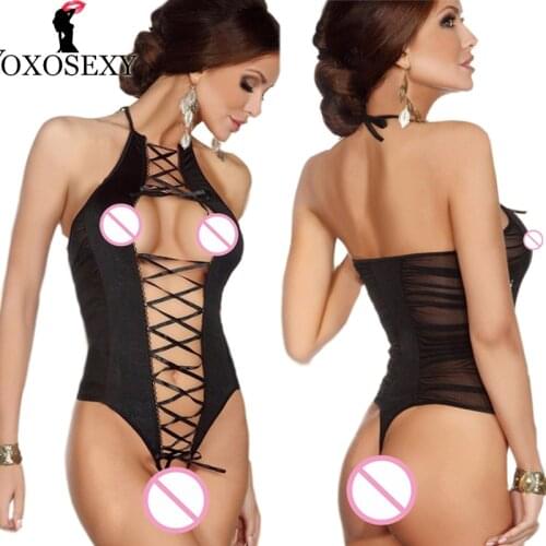 OXOSEXY 2017 new black bandage Women Sexy Lingerie hot erotic teddy sexy costumes hollow bodysuit porn sexy underwear 382
