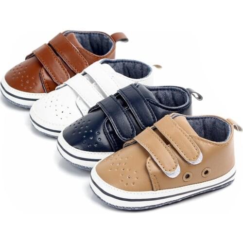 New Baby Boys Soft Sole Baby Shoes Moccasins Casual Velcro Pu Leather Infant Breathable Toddler Shoes First Walkers 0-18M