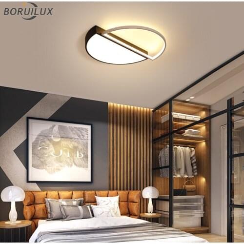 New Black White Modern LED Chandelier Lights Living Room Bedroom Salon Aisle Iron Lamps Indoor Lighting With Remote AC 90-260V