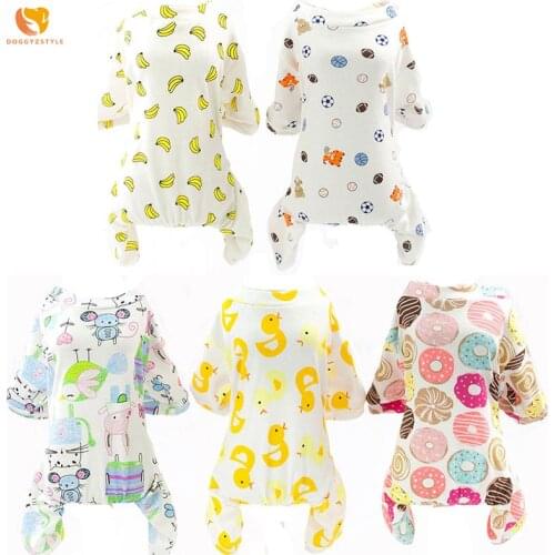 Pet Pajamas Dog Jumpsuit Donut Banana Spring Summer Sleepwear Yorkshire Cotton Pyjamas Costume S-XXL Ropa para perro DOGGYZSTYLE