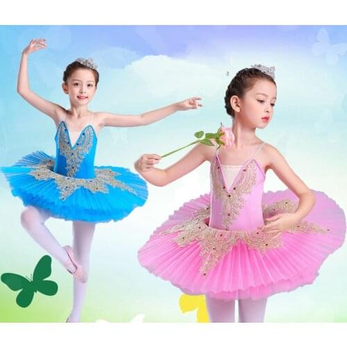 Professionl Ballet Tutus Child Swan Lake Ballet Costume Ballerina Dress Kids Leorard with Skirt Pancake Dance Dress For Girls