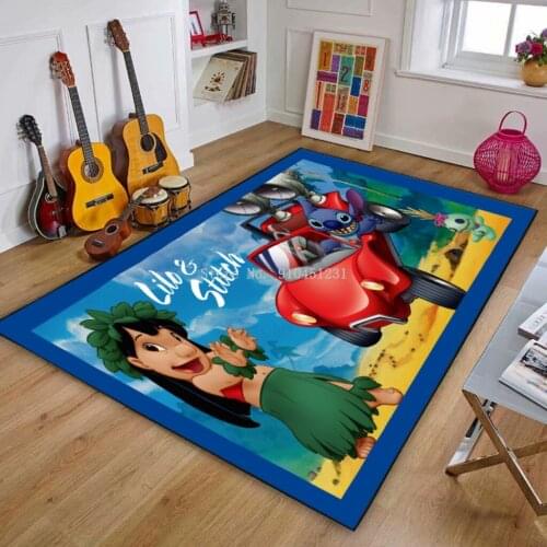 Cute Disney Lilo and Stitch Cartoon Play Mat Carpet Children Car Playmat Short Plush Non slip Boys Girls Baby Bed Room Rugs Gift