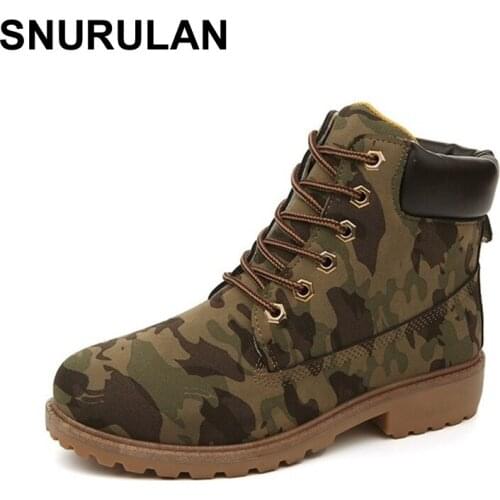SNURULAN Autumn Early Winter Shoes Women fashion Camouflage shoes couple of shoes , locomotive ,Work shoes