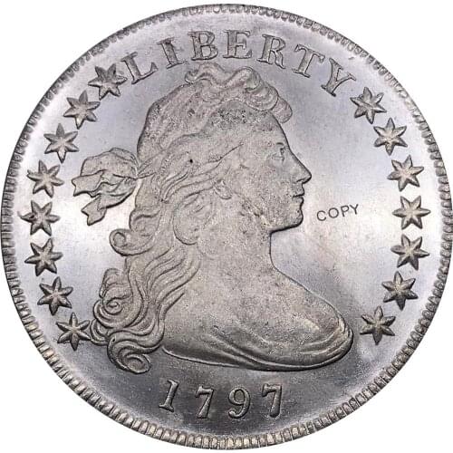 United States Of America Coin 1797 Liberty Draped Bust One Dollar Small Eagle Cupronickel Silver Plated Copy Coins