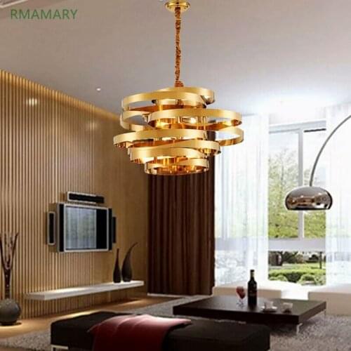LED pendant light Postmodern light luxury stainless steel art design tornado living room dining room villa pendant lamp 110-220V