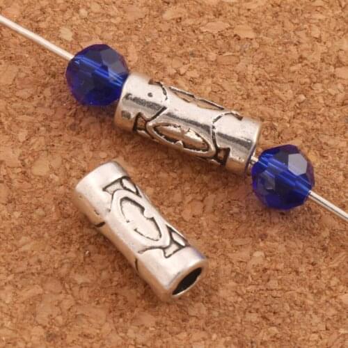 Dots Curved Bail Style Tube Beads 13.3x5.8mm 42pcs Zinc Alloy Metal Bead Spacers Jewelry Findings L624