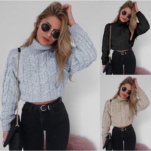 Twist Turtlenecks Sweaters For Women Fashion Slim Cropped Jumpers Knitwear Autumn Fashion Solid Pullover Female Basic