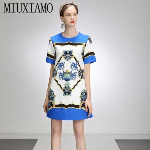 MIUXIMAO 2021 Spring Summer Party Dress Flower Diamonds Above Knee Short Tank Office Lady Blue Casual Dress Women Vestidos