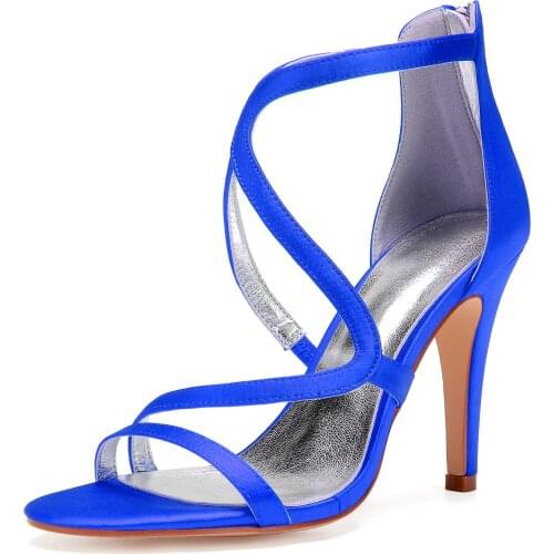 Only 1 pair - Royal blue size 38 strappy thong sandals stelitto bridal wedding party prom lady high heels summer shoes