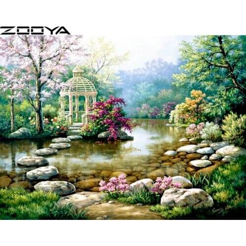ZOOYA Sale Diamond Embroidery 5D DIY Diamond Painting Home Decor Water Stone Pavilion Mosaic Pictures Rhinestone Painting R615