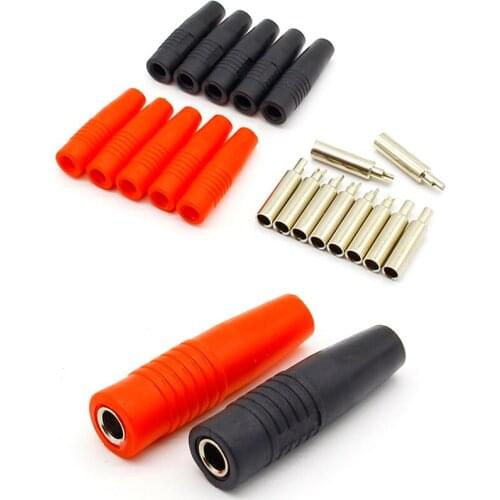 10Pcs Brass 4mm Banana Female Insulated Jack Plug Wire Solder Connector 1 order