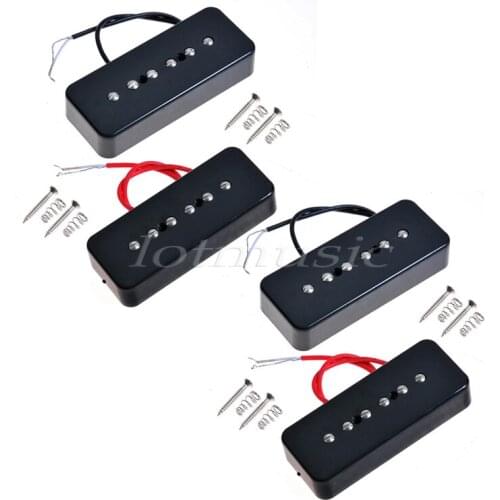2Sets Soap Bar Pickup Black Neck Pickup Electric Guitar Pickup for Electric Guitar P90A Replacement