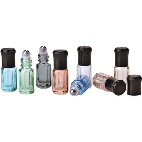 20pcs/lot 3ml Empty mini glass rollon bottles for essential oils refillable perfume bottle deodorant containers with black lid