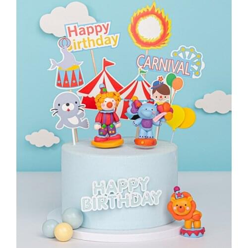 5pcs/lot circus cake toppers Kids Birthday Party Cake Decorations Supplies