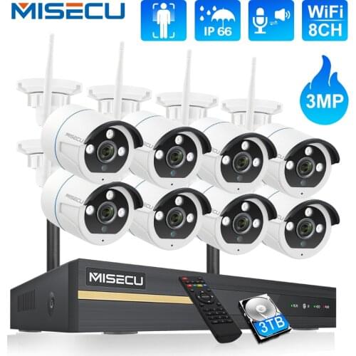 Techege 8CH Wireless CCTV System H.265 NVR 4/6/8Pcs 3MP Outdoor Video Recorder Camera System WiFi Video Surveillance Monitor Kit