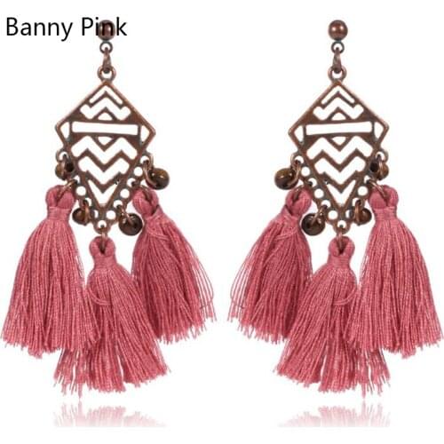 Bohemia Layer Tassel Statement Dangle Earrings For Women Ethnic Alloy Pendant Dangle Earrings Fashion Jewelry Pendientes Bijoux