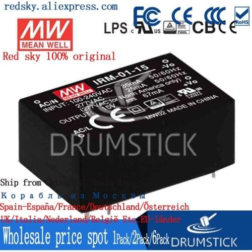 Kindly MEAN WELL 6Pack IRM-01-12 1W meanwell 3.3V0.3A 5V0.2A 9V0.111A 12V0.083A 15V0.067A 24V0.042A PCB mounting style