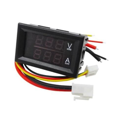 10pcs DC 0-100V 10A Digital Voltmeter Ammeter Dual Display Voltage Detector Current Meter Panel Amp Volt Gauge 0.28" Red Blue