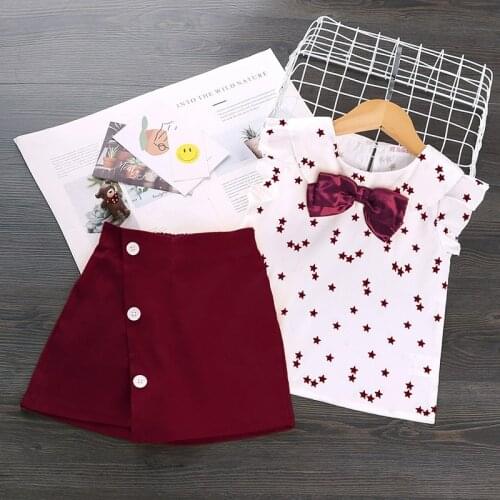 Kids Girl Summer Clothes Set Fashion Princess Birthday Party 1-5 Years Baby Girls Clothing Tops+Skirt 2Pcs Lovely Girl Outfits