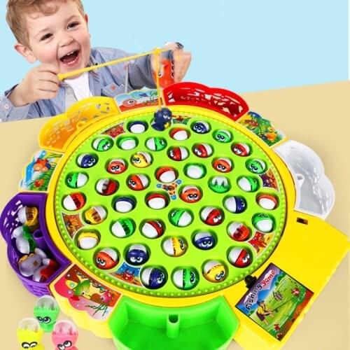 Kids Fishing Toys Electric Rotating Fishing Play Game Musical Fish Plate Set Magnetic Outdoor Sports Toys for Children Gifts