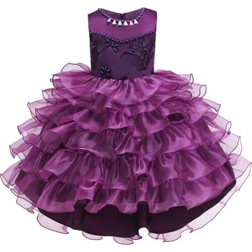 Kids Formal Dress For Girls Boutique Clothes Flower Pageant Birthday Party Princess Trailing Dress Girl Costume 3-10 Yrs