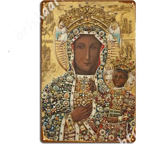 Our Lady Of Czestochowa Bejeweled Picture Metal Signs create Club Party Wall Decor Living Room Tin sign Posters
