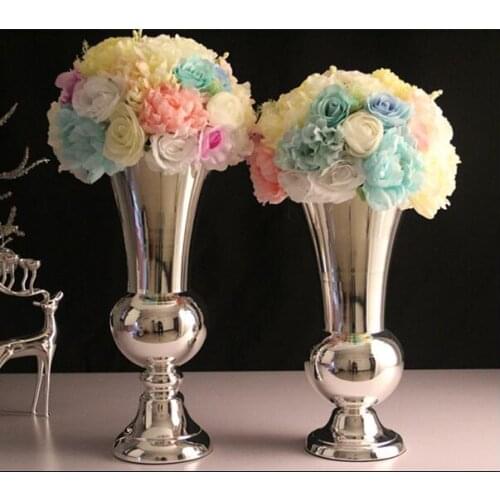 Europen silverTabletop Vase Metal Flower Vase Table Centerpiece For Mariage Metal Flowers Vases For Wedding Decoration HP049