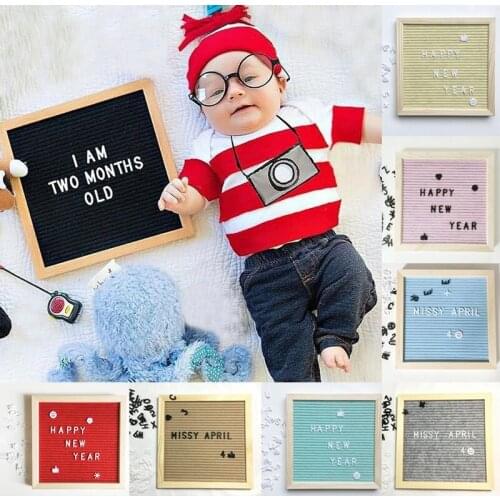 25*25cm Felt Letter Board Wooden Frame Changeable Symbol Number Characters Message Board Cafe Office Decoration Gift