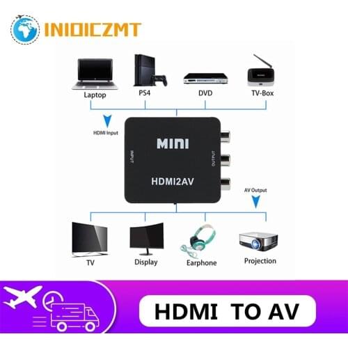 HDMI-compatible to RCA Converter AV/CVSB L/R Video Box HD 1080P 1920*1080 60Hz HDMI2AV Support NTSC PAL Output HDMIToAV
