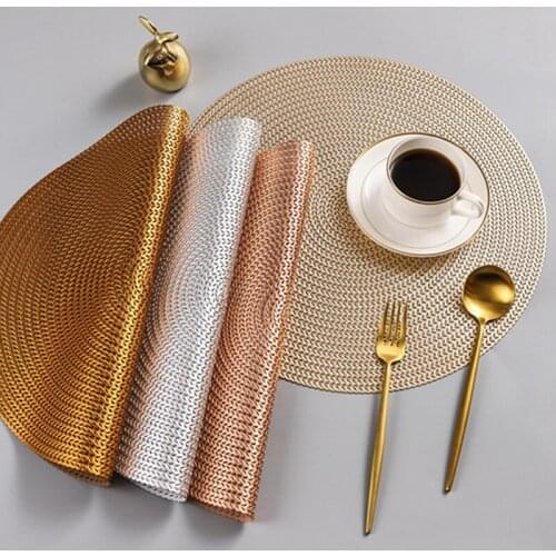 38cm Cup Mat Mats Placemat For Dining Table PVC Plastic Hollow Insulation Round Baroque Mediterranean Coaster Pads Table Decor