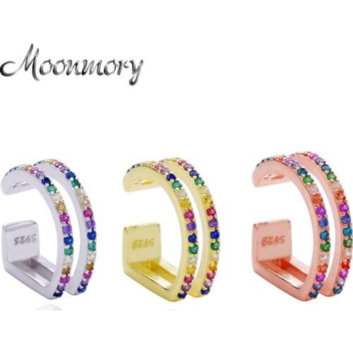 Moonmory 100% 925 Sterling Silver Earring Fashion Statement Three Colors For Fine Women Jewerly Gift 2021 Clip On Earrings