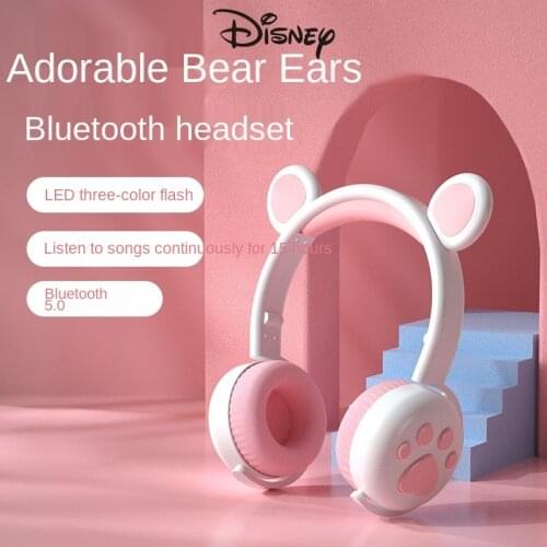 Disney new head-mounted bear series luminous ear bluetooth headset gaming headset bluetooth headset