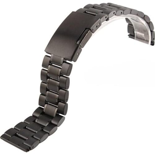 New Watch Band Womens Men 14mm 16mm 18mm 20mm 22mm 24mm Buckle Black Stainless Steel Watch Band Strap Straight End Bracelet