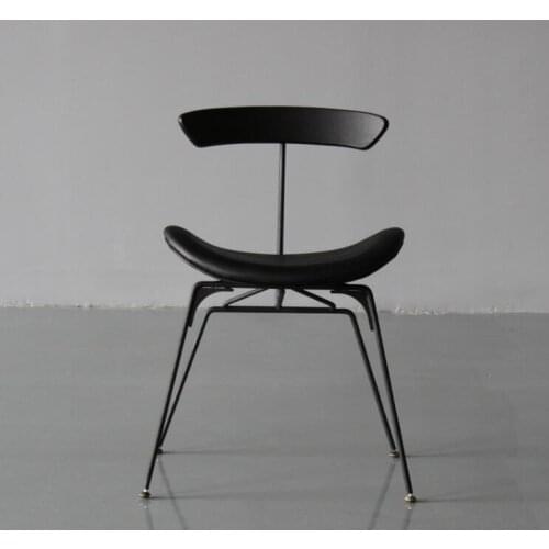 Industrial style dining chair designer light luxury retro LOFT wrought iron chair ant chair simple solid wood chair